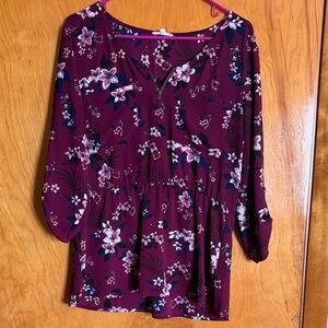 Maurices Purple Floral Blouse